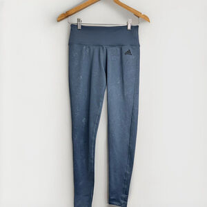 Adidas Womens Embossed Cold Weather Athletic Workout Tights Blue Size Small